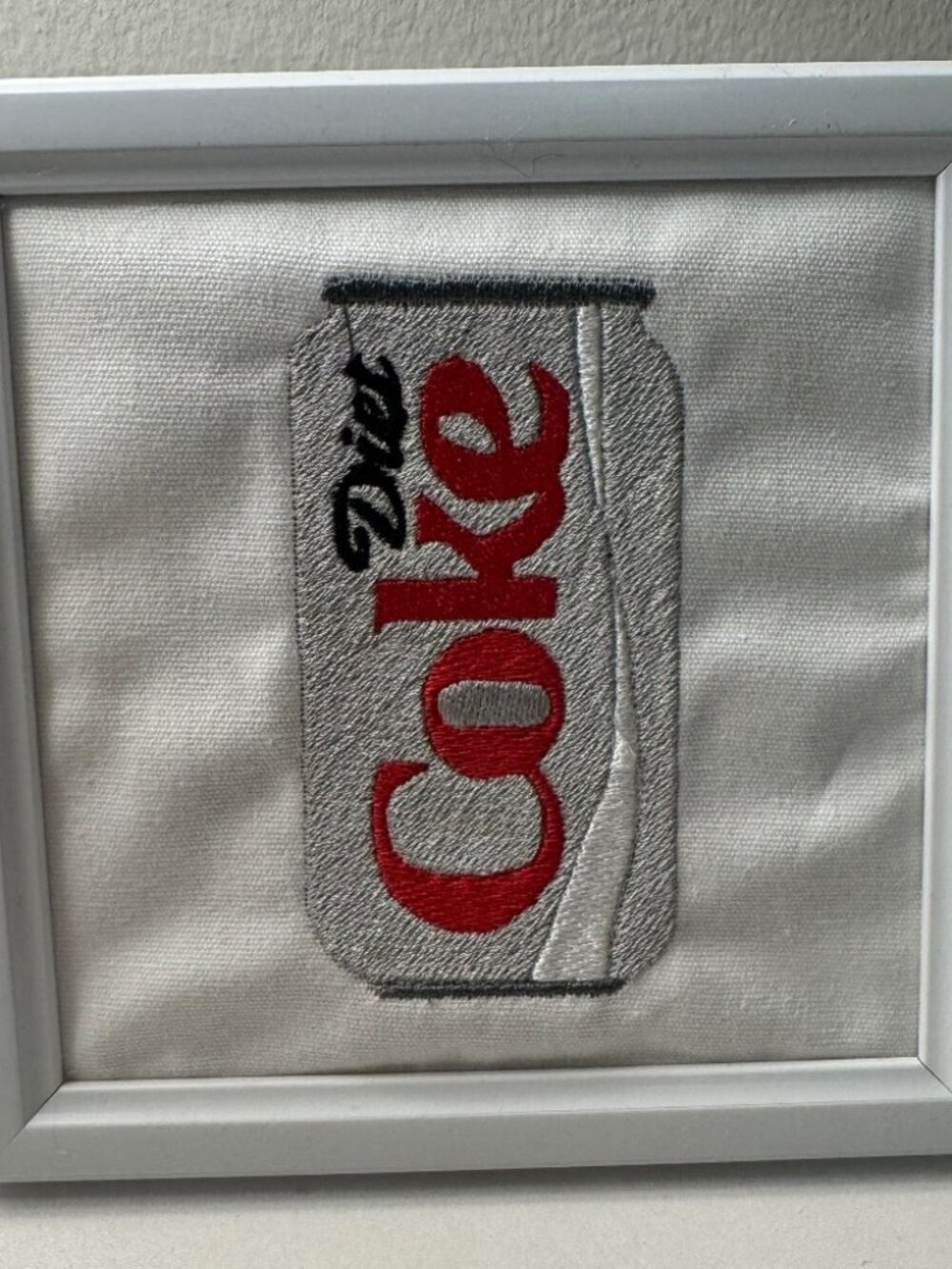 Soda Can Embroidered Picture Frame Decor | Quirky Pop Art Wall Decor